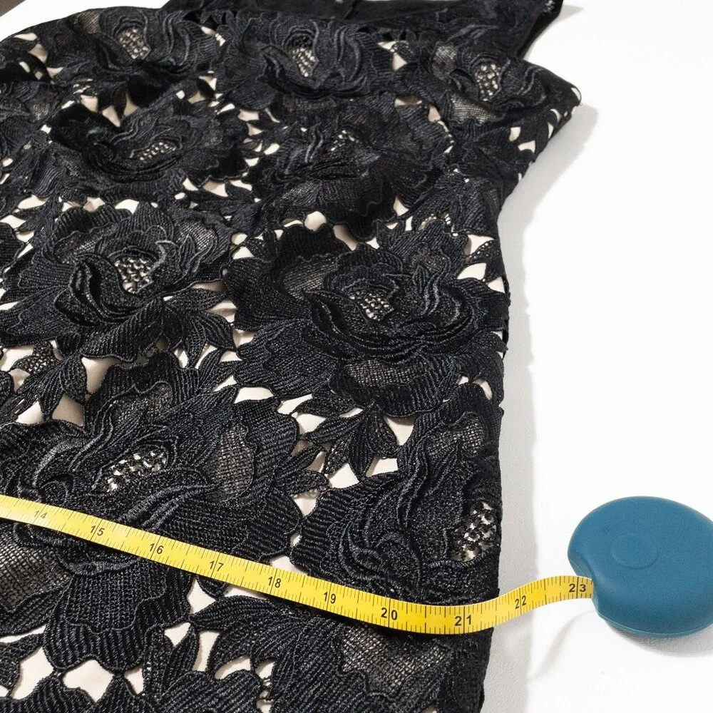 White House Black Market Lace Sleeveless Dress Black Floral Design 10 Formal - Picture 6 of 10